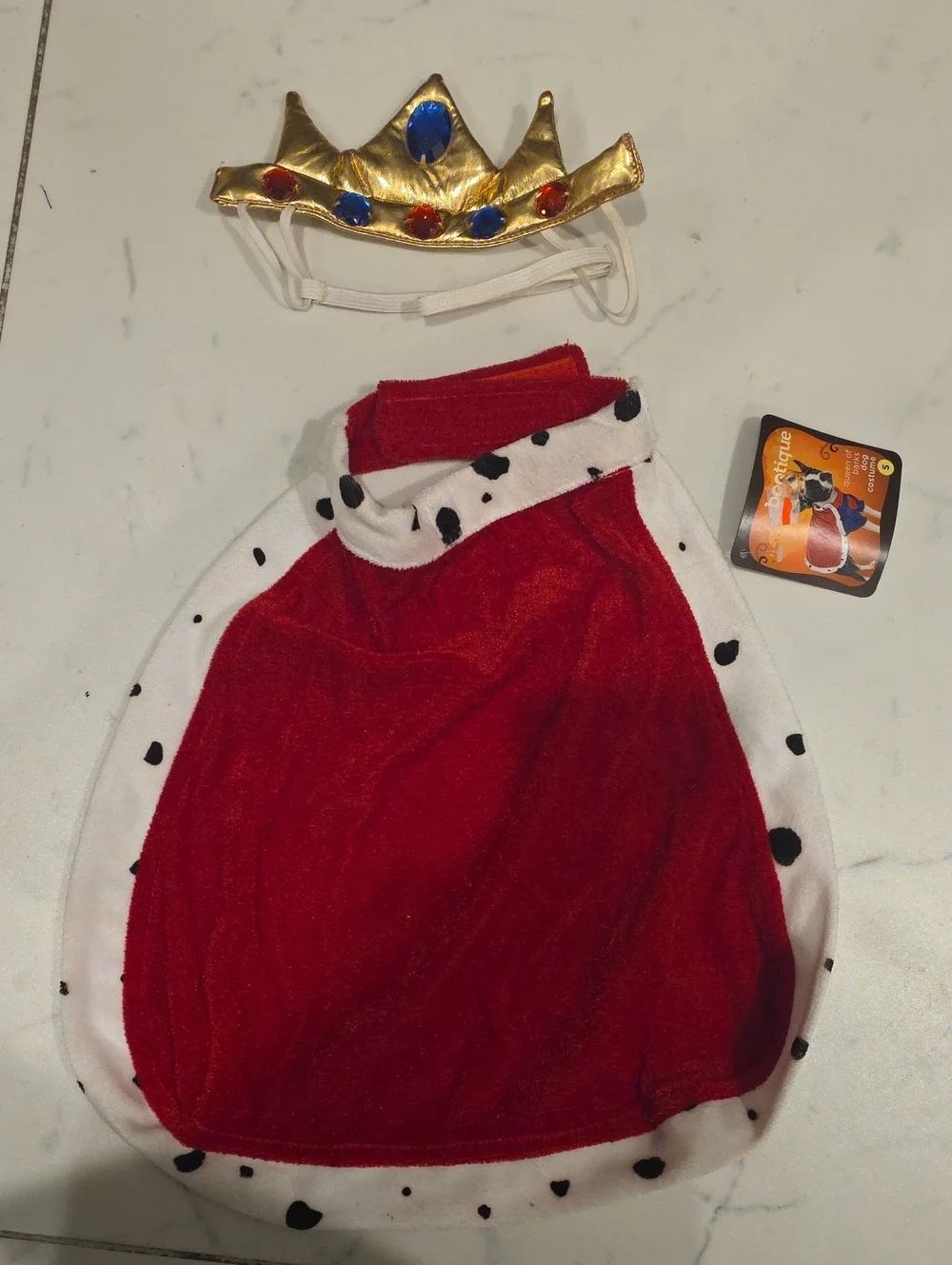 Bootique Red Royal Pet Cape with Gold Jewel Crown